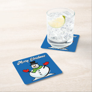 Porta-copo De Papel Quadrado Boneco de neve Frosty Natal personalizado