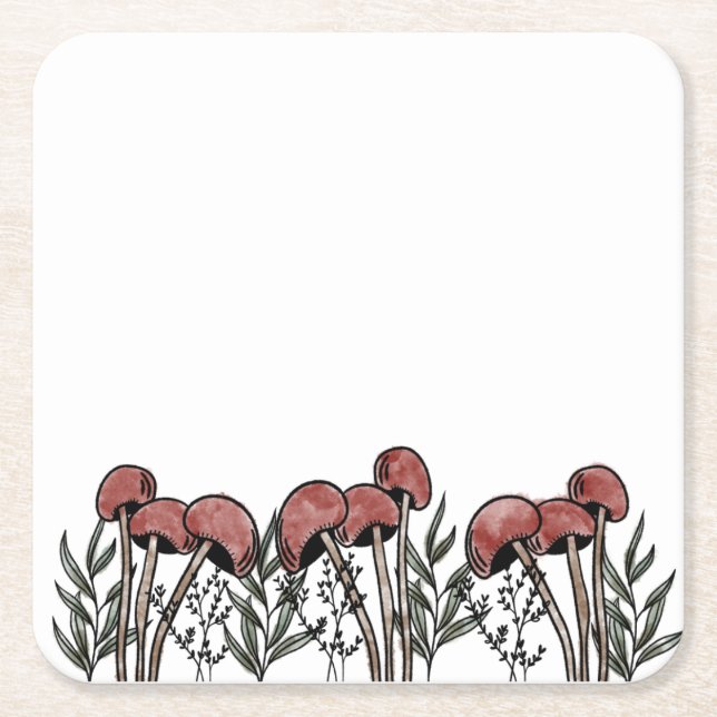 Porta-copo De Papel Quadrado Bonés Red Mushroom (Frente)