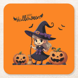 Porta-copo De Papel Quadrado Bonita, anime bruxa do Halloween