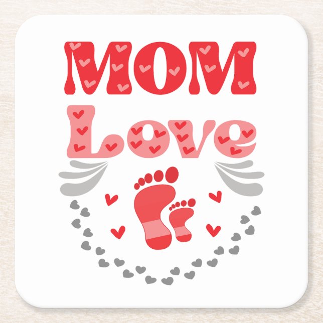 Porta-copo De Papel Quadrado Bonita Mãe Amor (Frente)