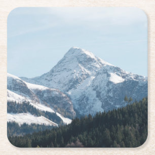 Porta-copo De Papel Quadrado Bonitas Montanhas Cobertas por Neve