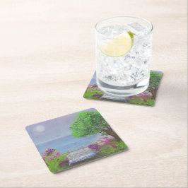 Porta-copo De Papel Quadrado Bonito Área De Sessão Floral Por Mar