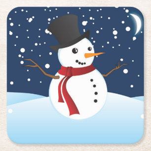 Porta-copo De Papel Quadrado Bonito Homem de Neve