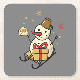 Porta-copo De Papel Quadrado Bonito Neve Em Um Sled