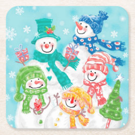 Porta-copo De Papel Quadrado Bonito Retro Snowman Natal