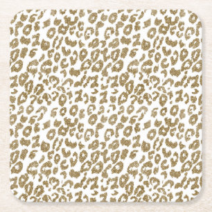 Porta-copo De Papel Quadrado Bonito Trendy Leopard Imprima Literatura Dourada