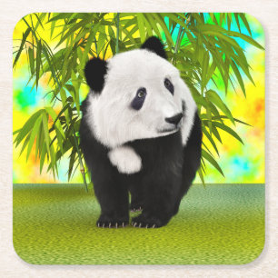 Porta-copo De Papel Quadrado Bonito Urso de Panda Kawaii Amante de os animais p