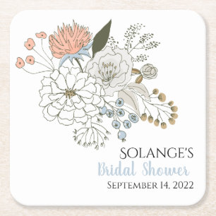 Porta-copo De Papel Quadrado Bonito verão florais cor-de-rosa azul