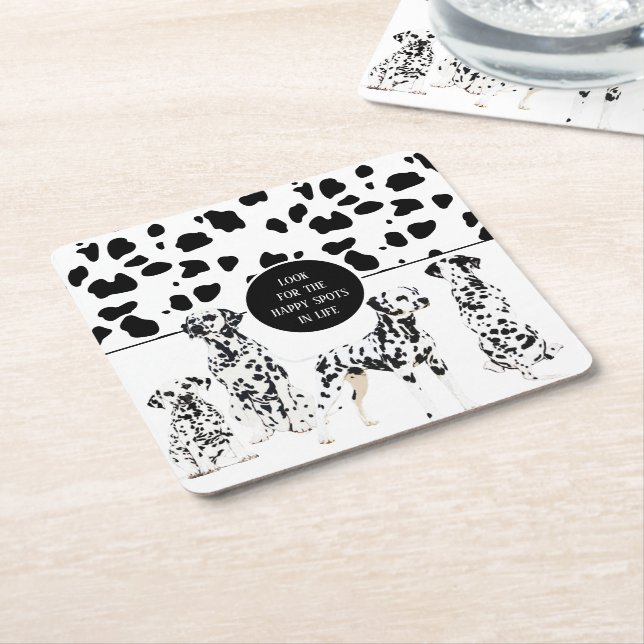 Porta-copo De Papel Quadrado Bonitos Dalmatianos Pontos Felizes e Pretos (Inclinado)