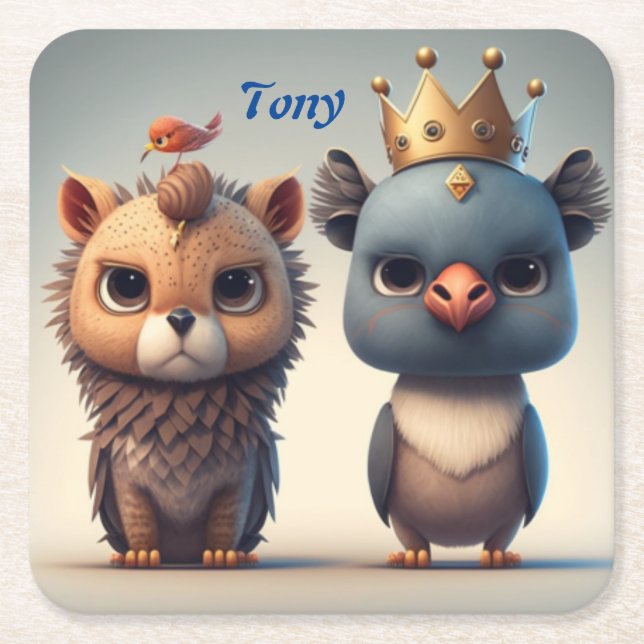 Porta-copo De Papel Quadrado Bons amigos animais selvagens (Frente)