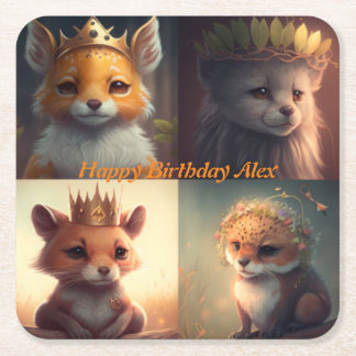 Porta-copo De Papel Quadrado Bons amigos animais selvagens