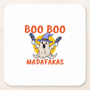 Porta-copo De Papel Quadrado Boo Boo Madafakas Fantasma Divertido de Halloween