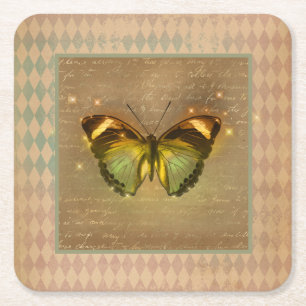 Porta-copo De Papel Quadrado Borboleta Encantada Vintage