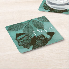 Porta-copo De Papel Quadrado Borboleta Esperança Inspiradora Verde