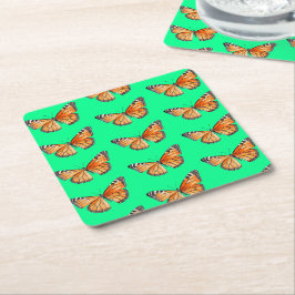 Porta-copo De Papel Quadrado Borboleta verde lima