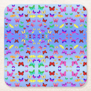 Porta-copo De Papel Quadrado Borboletas azuis