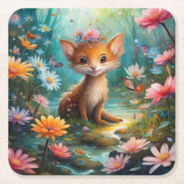 Porta-copo De Papel Quadrado Borboletas de cogumelos mágicos