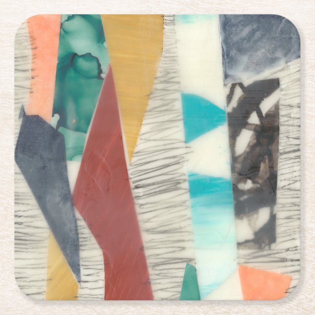 Porta-copo De Papel Quadrado Borda colorida II (Frente)