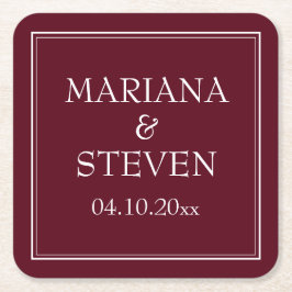 Porta-copo De Papel Quadrado Borda Moderna Minimalista Burgundy