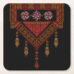 Porta-copo De Papel Quadrado Bordado de Tatreez Palestino Arte palestina