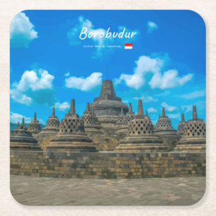 Porta-copo De Papel Quadrado Borobudur, Indonésia - Antigo Templo Budista