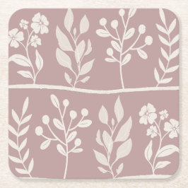 Porta-copo De Papel Quadrado Botânica Rhapsody XL 4 silhueta de bege de marfim