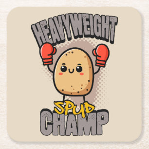 Porta-copo De Papel Quadrado Boxe de Batata Campeão Peso-Pesado Spud