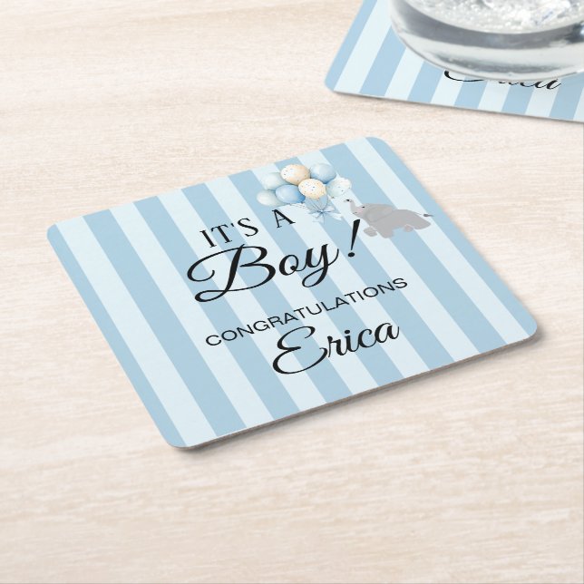 Porta-copo De Papel Quadrado Boy Baby Shower (Inclinado)