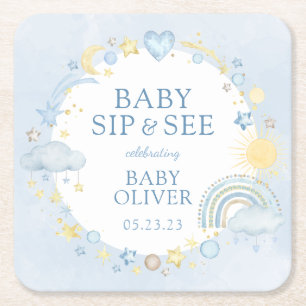 Porta-copo De Papel Quadrado Boy Watercolor Rainbow Sip E Veja