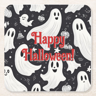 Porta-copo De Papel Quadrado Branca Branca do Fantasma Fantasma Negro