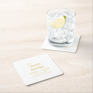 Porta-copo De Papel Quadrado Branca Dourada Na Noite Antes Do Janto De Ensaio