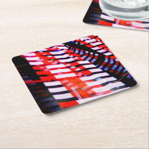 Porta-copo De Papel Quadrado Branco vermelho e azul