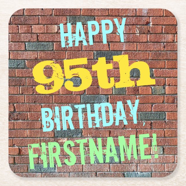 Porta-copo De Papel Quadrado Brick Wall Grafite inspirado no 95º aniversário +  (Frente)