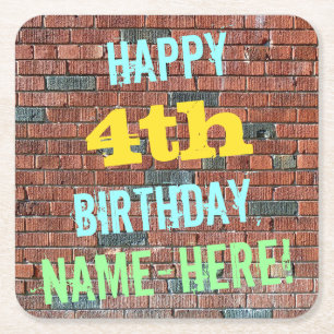 Porta-copo De Papel Quadrado Brick Wall Grafite inspirado no quarto aniversário