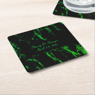 Porta-copo De Papel Quadrado Bright Green Marble 
