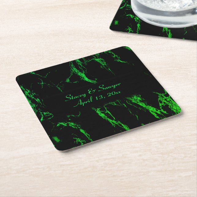 Porta-copo De Papel Quadrado Bright Green Marble (Inclinado)