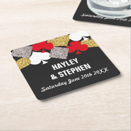 Porta-copo De Papel Quadrado Brilho do casino da festa de casamento das portas