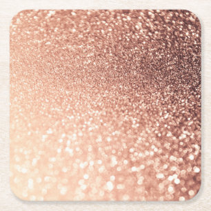 Porta-copo De Papel Quadrado Brilho Dourado cor-de-rosa sonhador - pêssego