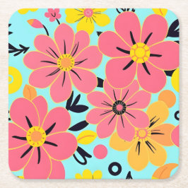 Porta-copo De Papel Quadrado Brilhos Cor-de-Rosa e Amarelo no Estilo Azul-Dopam