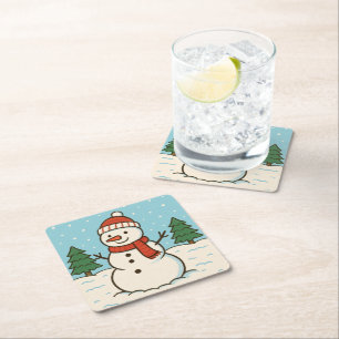 Porta-copo De Papel Quadrado Brincadeira de Neve Fora de Natal