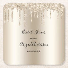 Porta-copo De Papel Quadrado Brinde de Glitter Champagne Festa de Noiva Glam Mo