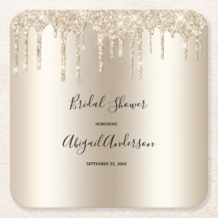 Porta-copo De Papel Quadrado Brinde de Glitter Champagne Festa de Noiva Glam Mo