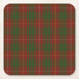 Porta-copo De Papel Quadrado Bruce Clan tartan - Verdes vermelhos