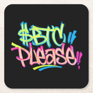 Porta-copo De Papel Quadrado "$BTC Por favor" (Estilo 3)