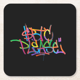 Porta-copo De Papel Quadrado "$BTC Por favor" (Estilo 4)