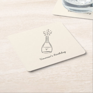 Porta-copo De Papel Quadrado Bubble Birthday quer frasco de champanhe