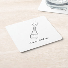 Porta-copo De Papel Quadrado Bubble Birthday quer frasco de champanhe