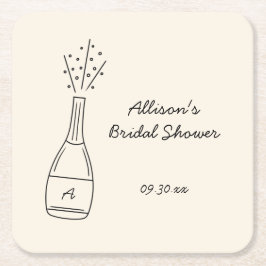Porta-copo De Papel Quadrado Bubbly Popping Champagne Bottle Bridal Shower
