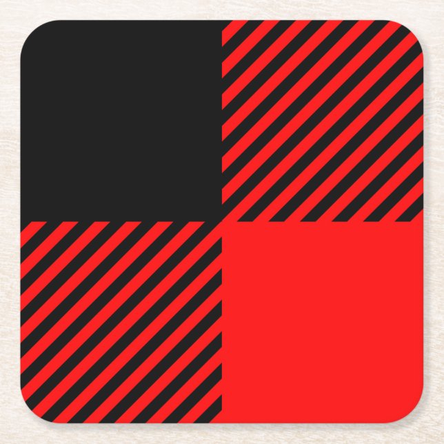 Porta-copo De Papel Quadrado Buffalo Check Red and Black Lumberjack Xadrez Deco (Frente)