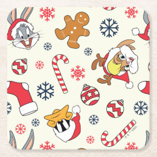 Porta-copo De Papel Quadrado BUGS BUNNY™, DAFFY DUCK™ & Lola Padrão de Natal